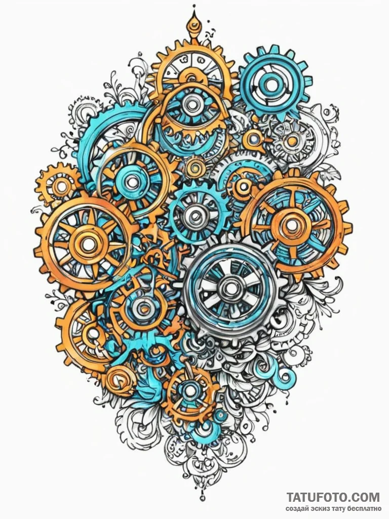 Gears, tattoo flash sheet design, ornamental... - эскиз тату (№1752695400_0, 16.07.2025 19:50) — Tatufoto.com