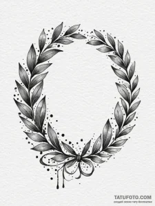 Tattoo sketch a number "100%" with a laurel w... - эскиз тату (№1752695801_0, 16.07.2025 19:56) — Tatufoto.com