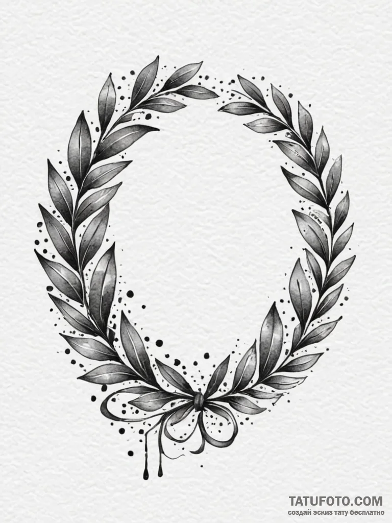 Tattoo sketch a number "100%" with a laurel w... - эскиз тату (№1752695801_0, 16.07.2025 19:56) — Tatufoto.com