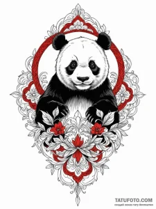 Panda, ink illustration for tattoo, on a clea... - эскиз тату (№1752695959_0, 16.07.2025 19:59) — Tatufoto.com