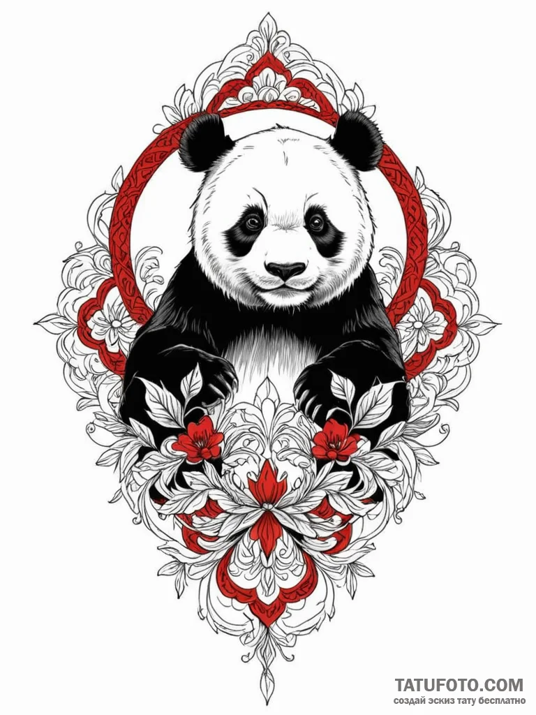 Panda, ink illustration for tattoo, on a clea… — эскиз тату (№1752695959_0, 16.07.2025 19:59) — Tatufoto.com