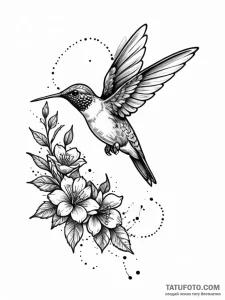 Tattoo design a small, elegant hummingbird ho... - эскиз тату (№1752696200_0, 16.07.2025 20:03) — Tatufoto.com