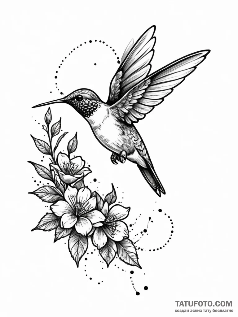 Tattoo design a small, elegant hummingbird ho… — эскиз тату (№1752696200_0, 16.07.2025 20:03) — Tatufoto.com
