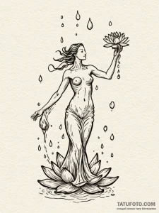 Tattoo sketch aquarius's water-bearer, pourin... - эскиз тату (№1752696441_0, 16.07.2025 20:07) — Tatufoto.com