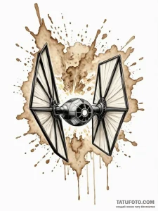 38. watercolor splash art of a tie fighter ex... - эскиз тату (№1752696761_0, 16.07.2025 20:12) — Tatufoto.com