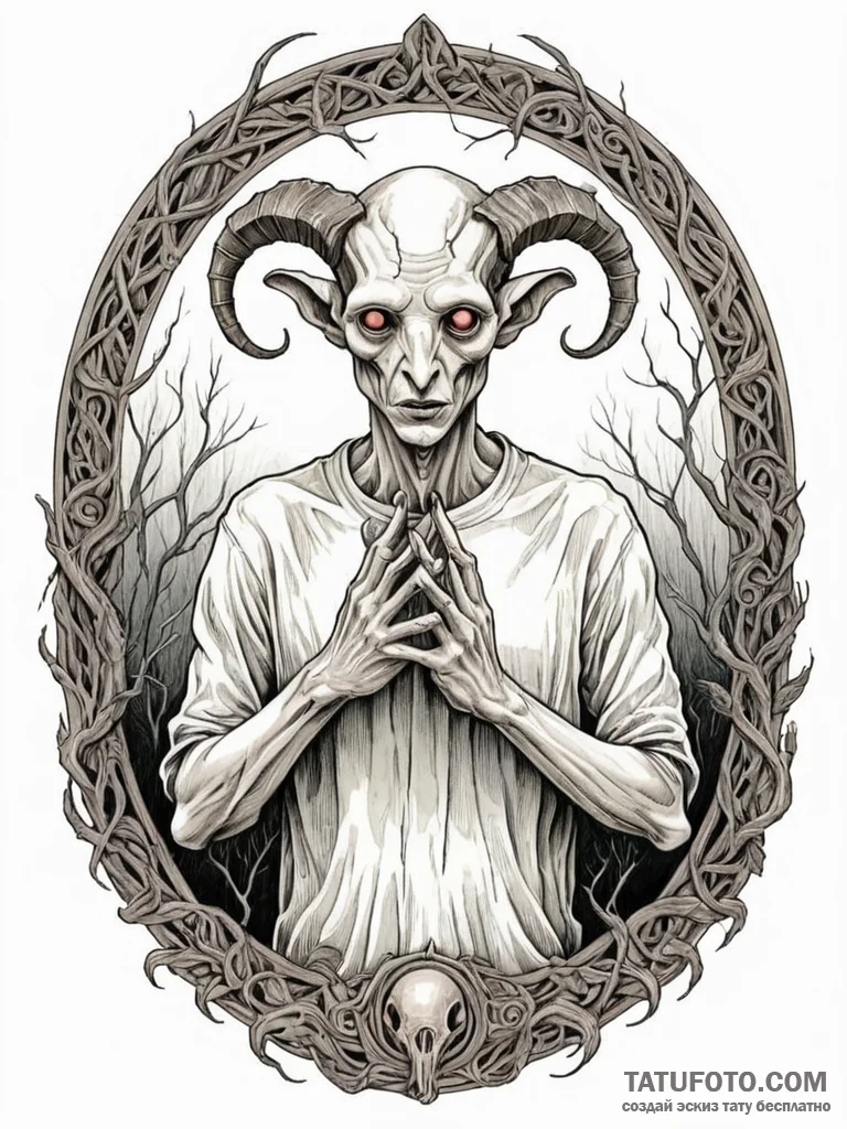 A sketch of the creature from pan's labyrinth... - эскиз тату (№1752696840_0, 16.07.2025 20:14) — Tatufoto.com