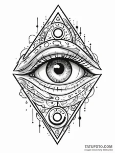 Tattoo sketch a cosmic eye, symbolizing vigil... - эскиз тату (№1752696921_0, 16.07.2025 20:15) — Tatufoto.com
