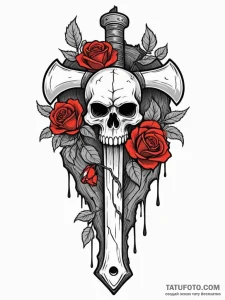 Tattoo sketch a warrior's axe embedded in a t... - эскиз тату (№1752697001_0, 16.07.2025 20:16) — Tatufoto.com