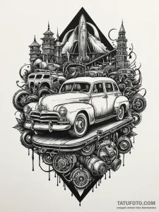 Transportation & machines, tattoo flash sheet... - эскиз тату (№1752697243_0, 16.07.2025 20:20) — Tatufoto.com
