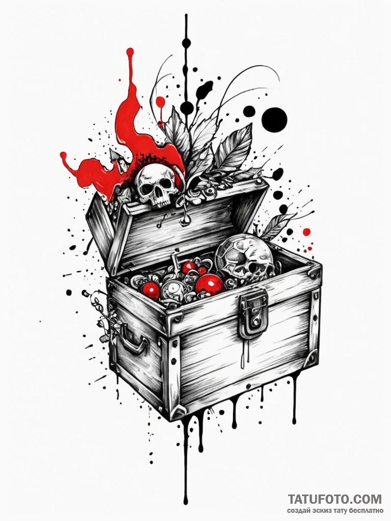 Tattoo design a delicate jewelry box, slightl... - эскиз тату (№1752697323_0, 16.07.2025 20:22) — Tatufoto.com