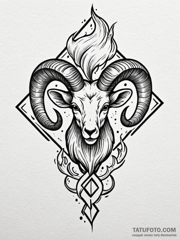 Tattoo sketch an aries symbol formed by styli... - эскиз тату (№1752697402_0, 16.07.2025 20:23) — Tatufoto.com