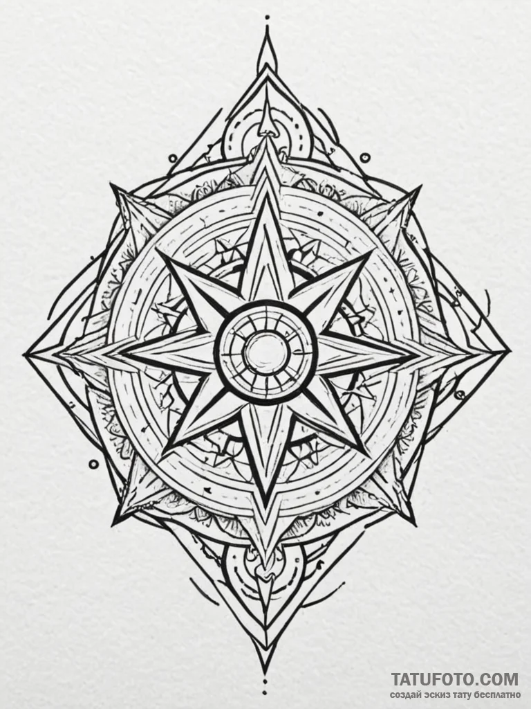 A geometric tattoo combining the kolovrat and... - эскиз тату (№1752697484_0, 16.07.2025 20:24) — Tatufoto.com