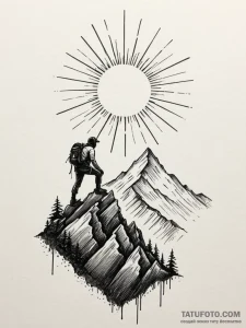 Tattoo sketch a mountain climber reaching a s... - эскиз тату (№1752697884_0, 16.07.2025 20:31) — Tatufoto.com