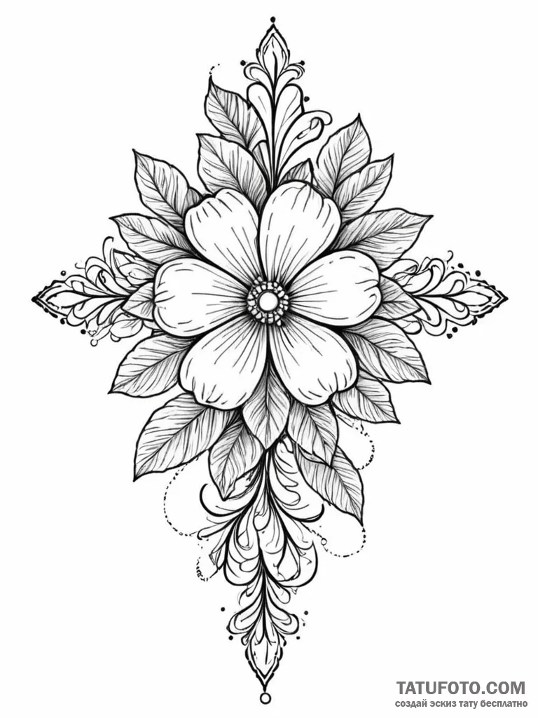 Tattoo sketch a blooming flower with subtle l… — эскиз тату (№1752697964_0, 16.07.2025 20:32) — Tatufoto.com