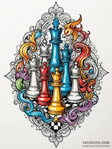 A detailed close-up of a half-finished game o... - эскиз тату (№1752698524_0, 16.07.2025 20:42) — Tatufoto.com