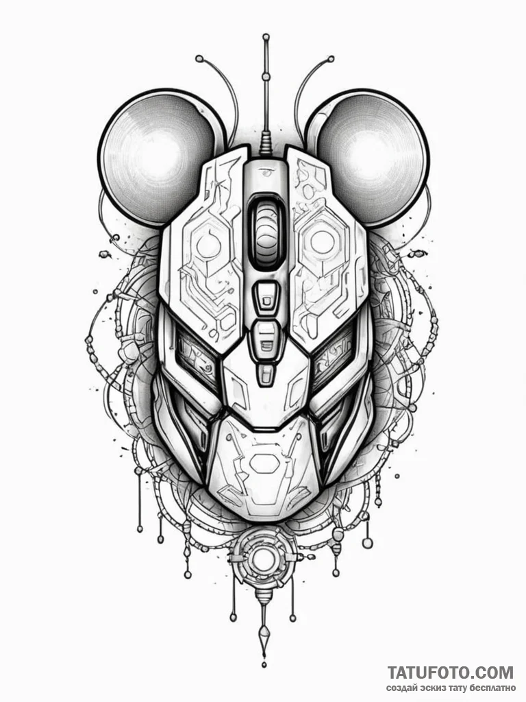 Tattoo sketch a gaming mouse with intricate f… — эскиз тату (№1752698803_0, 16.07.2025 20:46) — Tatufoto.com