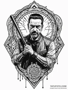 A neo-traditional portrait of negan from the... - эскиз тату (№1752699033_0, 16.07.2025 20:50) — Tatufoto.com