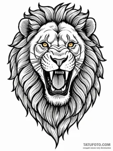 Tattoo sketch a lion roaring after a successf... - эскиз тату (№1752699434_0, 16.07.2025 20:57) — Tatufoto.com