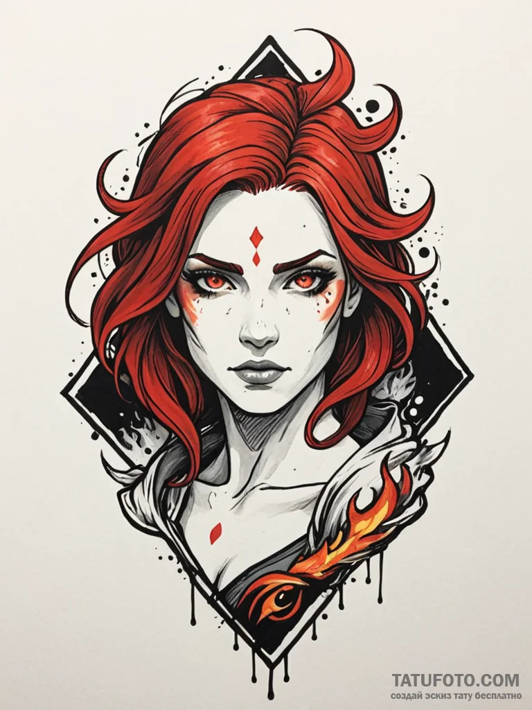 A neo-traditional tattoo of triss merigold, w… — эскиз тату (№1752699740_0, 16.07.2025 21:02) — Tatufoto.com