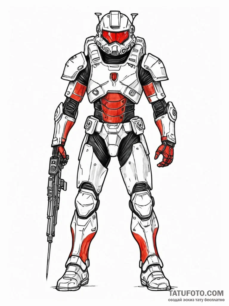 A watercolor sketch of a terran marine in ful… — эскиз тату (№1752699818_0, 16.07.2025 21:03) — Tatufoto.com