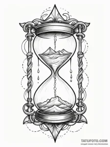 Tattoo sketch a classic hourglass where sand... - эскиз тату (№1752700365_0, 16.07.2025 21:12) — Tatufoto.com