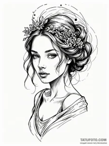Tattoo design a realistic portrait of a virgo... - эскиз тату (№1752700600_0, 16.07.2025 21:16) — Tatufoto.com