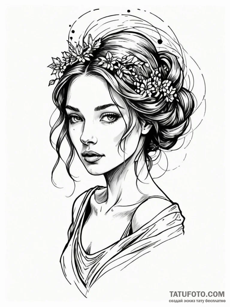 Tattoo design a realistic portrait of a virgo… — эскиз тату (№1752700600_0, 16.07.2025 21:16) — Tatufoto.com