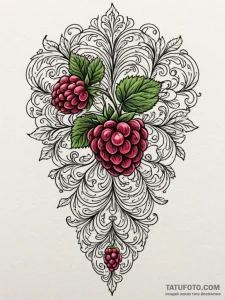 Raspberry, tattoo flash sheet design, ornamen... - эскиз тату (№1752700679_0, 16.07.2025 21:17) — Tatufoto.com