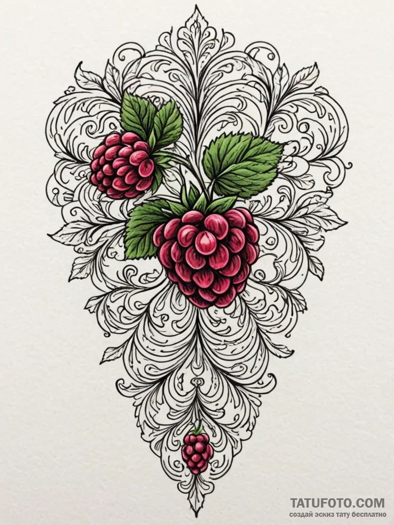 Raspberry, tattoo flash sheet design, ornamen… — эскиз тату (№1752700679_0, 16.07.2025 21:17) — Tatufoto.com
