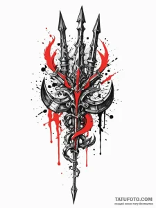 Trident, tattoo sketch design, black and red... - эскиз тату (№1752700835_0, 16.07.2025 21:20) — Tatufoto.com