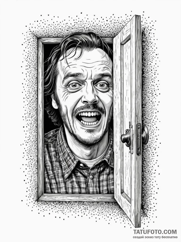 A sketch of jack torrance from the shining, p... - эскиз тату (№1752700989_0, 16.07.2025 21:23) — Tatufoto.com