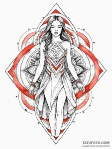 Watercolor sketch of the "woman in the red dr... - эскиз тату (№1752701145_0, 16.07.2025 21:25) — Tatufoto.com