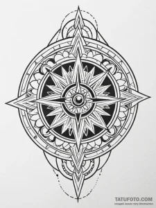 Tattoo sketch a minimalist compass with a hid... - эскиз тату (№1752701377_0, 16.07.2025 21:29) — Tatufoto.com
