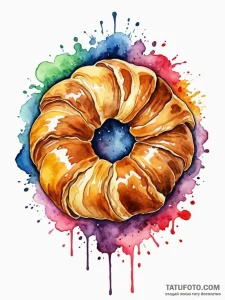 A close-up of a freshly baked croissant, show... - эскиз тату (№1752701455_0, 16.07.2025 21:30) — Tatufoto.com