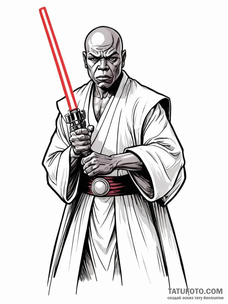 Graphic novel art of mace windu with his purp… — эскиз тату (№1752701532_0, 16.07.2025 21:32) — Tatufoto.com