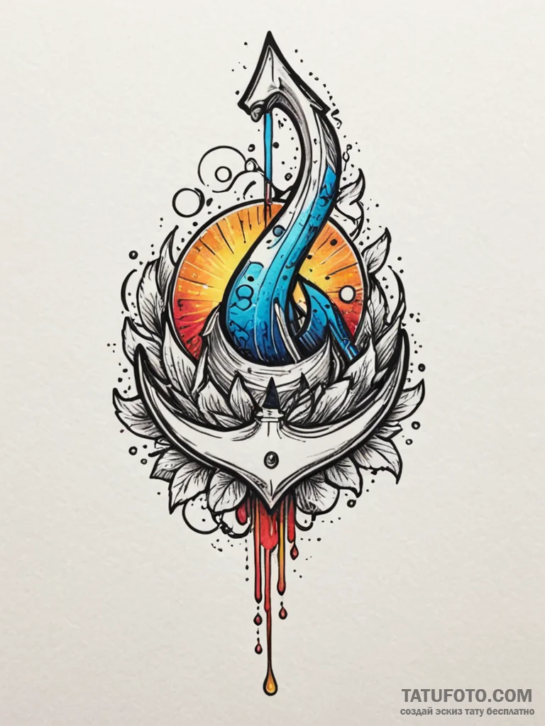 Hook, tattoo flash sheet design, vibrant colo... - эскиз тату (№1752701998_0, 16.07.2025 21:39) — Tatufoto.com