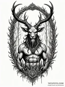 A dark, mysterious tattoo sketch of veles, th... - эскиз тату (№1752702153_0, 16.07.2025 21:42) — Tatufoto.com
