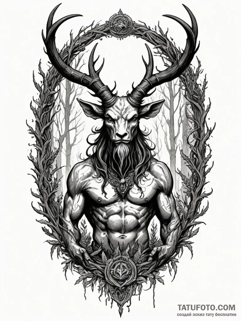 A dark, mysterious tattoo sketch of veles, th... - эскиз тату (№1752702153_0, 16.07.2025 21:42) — Tatufoto.com