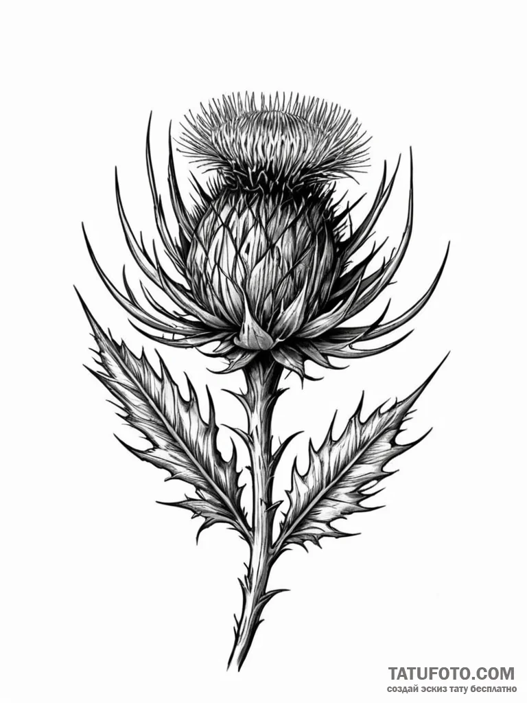Tattoo design a thistle, prickly and resilien… — эскиз тату (№1752702311_0, 16.07.2025 21:45) — Tatufoto.com