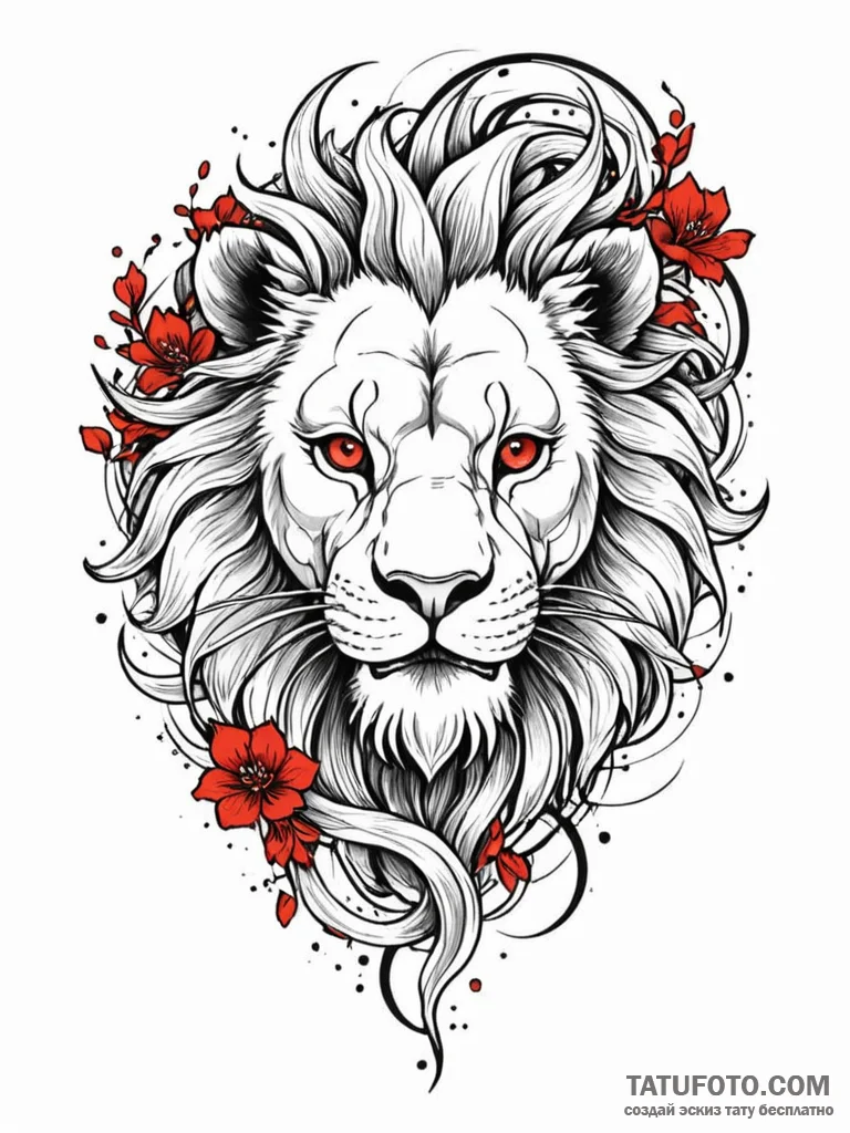 Tattoo sketch a majestic leo lion’s face, bro… — эскиз тату (№1752702466_0, 16.07.2025 21:47) — Tatufoto.com
