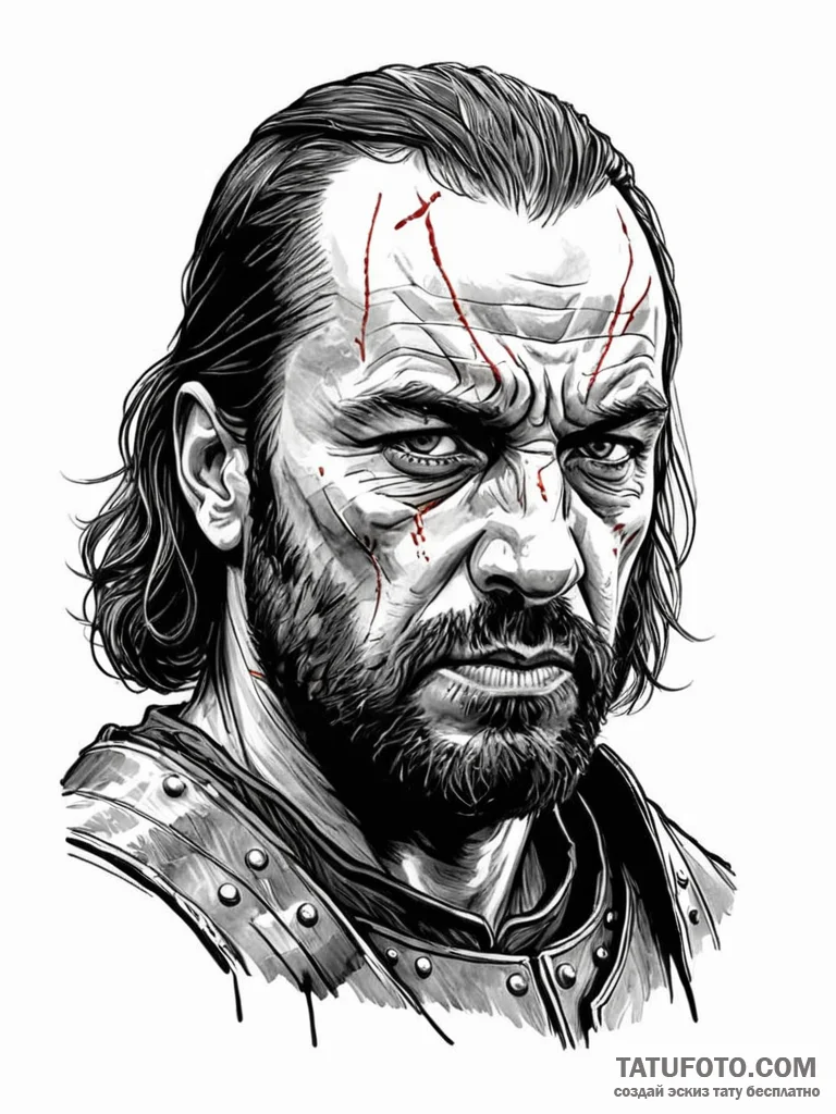 A graphic novel portrait of sandor "the hound... - эскиз тату (№1752702777_0, 16.07.2025 21:52) — Tatufoto.com