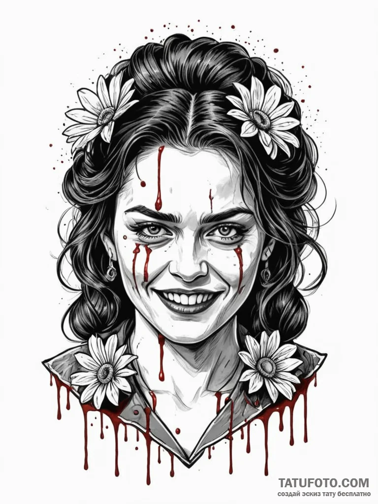 A sketch of daisy domergue from the hateful e... - эскиз тату (№1752703090_0, 16.07.2025 21:58) — Tatufoto.com