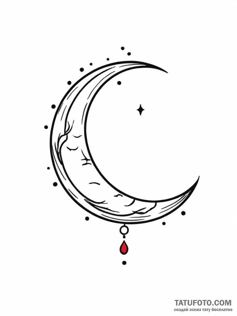Tattoo sketch a crescent moon with a figure s… — эскиз тату (№1752703245_0, 16.07.2025 22:00) — Tatufoto.com