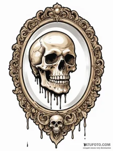 Skull in mirror, concept art for tattoo, new... - эскиз тату (№1752703484_0, 16.07.2025 22:04) — Tatufoto.com