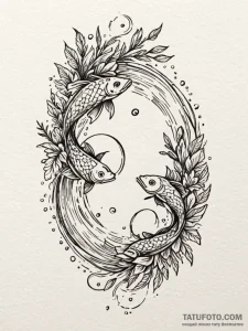 Tattoo design pisces symbols created from flo... - эскиз тату (№1752703717_0, 16.07.2025 22:08) — Tatufoto.com