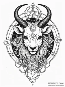 Tattoo sketch a zodiac symbol where one half... - эскиз тату (№1752703874_0, 16.07.2025 22:11) — Tatufoto.com