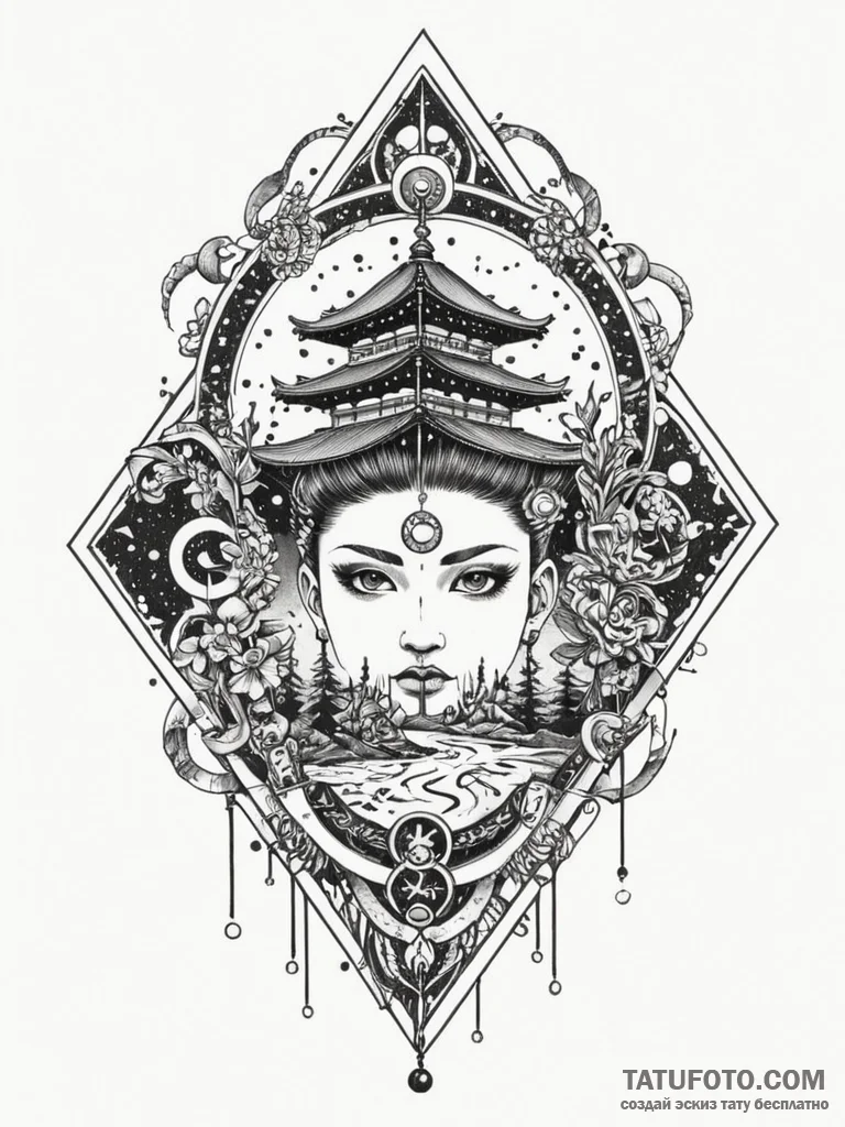 A trash polka tattoo of sukuna's domain expan... - эскиз тату (№1752704031_0, 16.07.2025 22:13) — Tatufoto.com