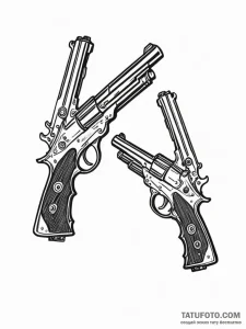 A linework tattoo of the two antique shotguns... - эскиз тату (№1752704814_0, 16.07.2025 22:26) — Tatufoto.com