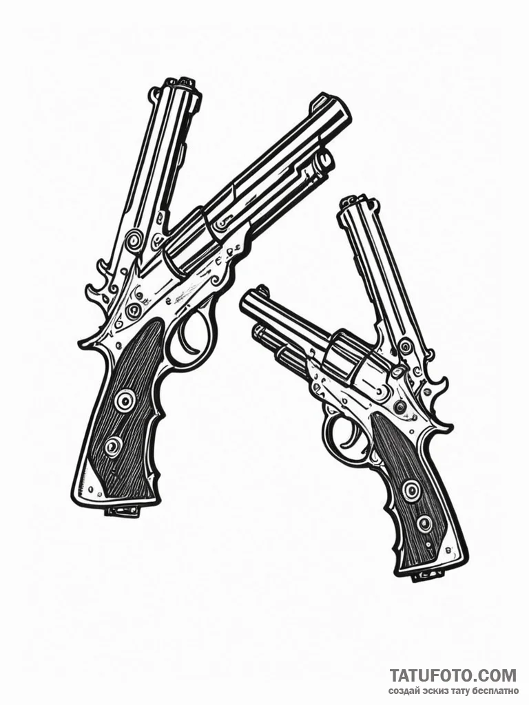 A linework tattoo of the two antique shotguns... - эскиз тату (№1752704814_0, 16.07.2025 22:26) — Tatufoto.com