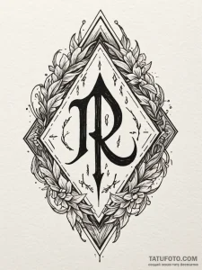 118. tattoo sketch: "oud" rune as a central e... - эскиз тату (№1752704969_0, 16.07.2025 22:29) — Tatufoto.com